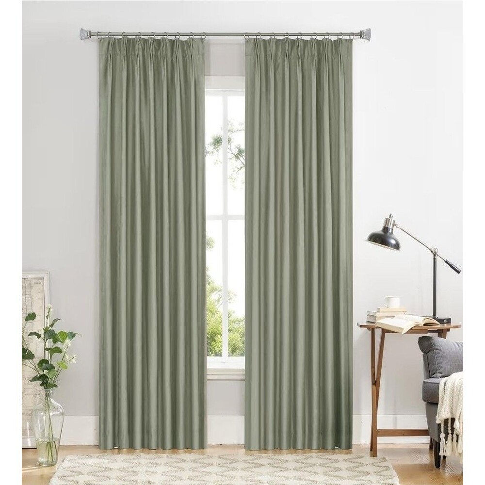 95"L Central Park Sage Green Pinch Pleat Blackout Curtains 2 Panels